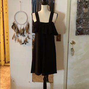 💐💐Mona black ruffle cold shoulder   short dress